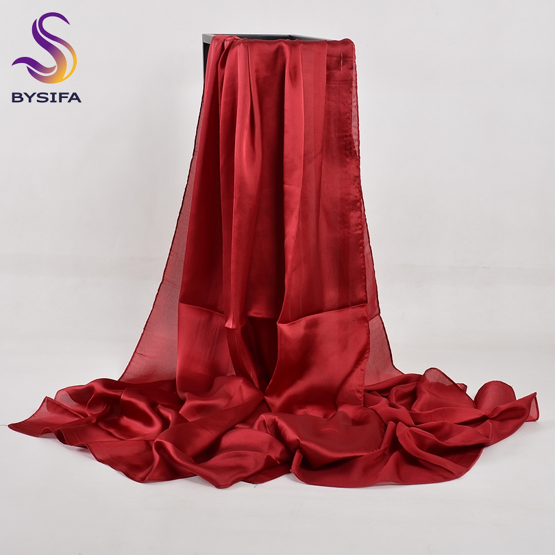 [BYSIFA] Solid Color Silk Scar - đánh giá và giá Shawl Wrap Winter