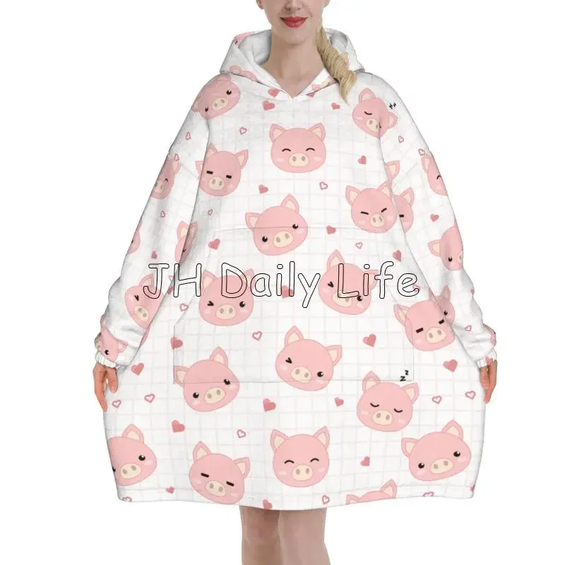 Cartoon Pigs Wearable Flannel  - đánh giá và giá Sherpa Hoodie Fleece