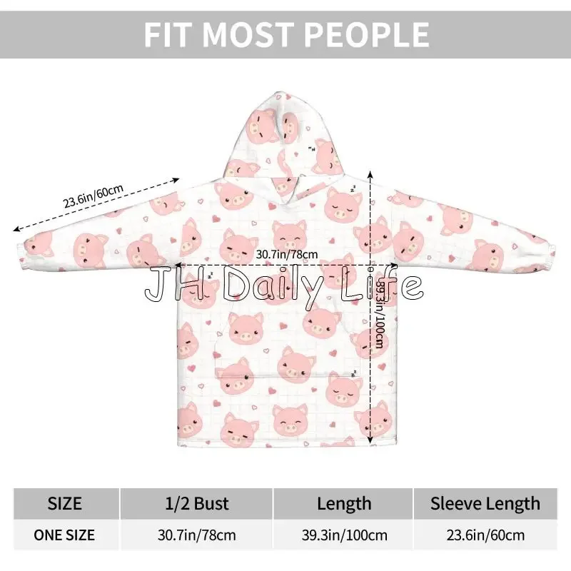 Cartoon Pigs Wearable Flannel  - đánh giá và giá Sherpa Hoodie Fleece