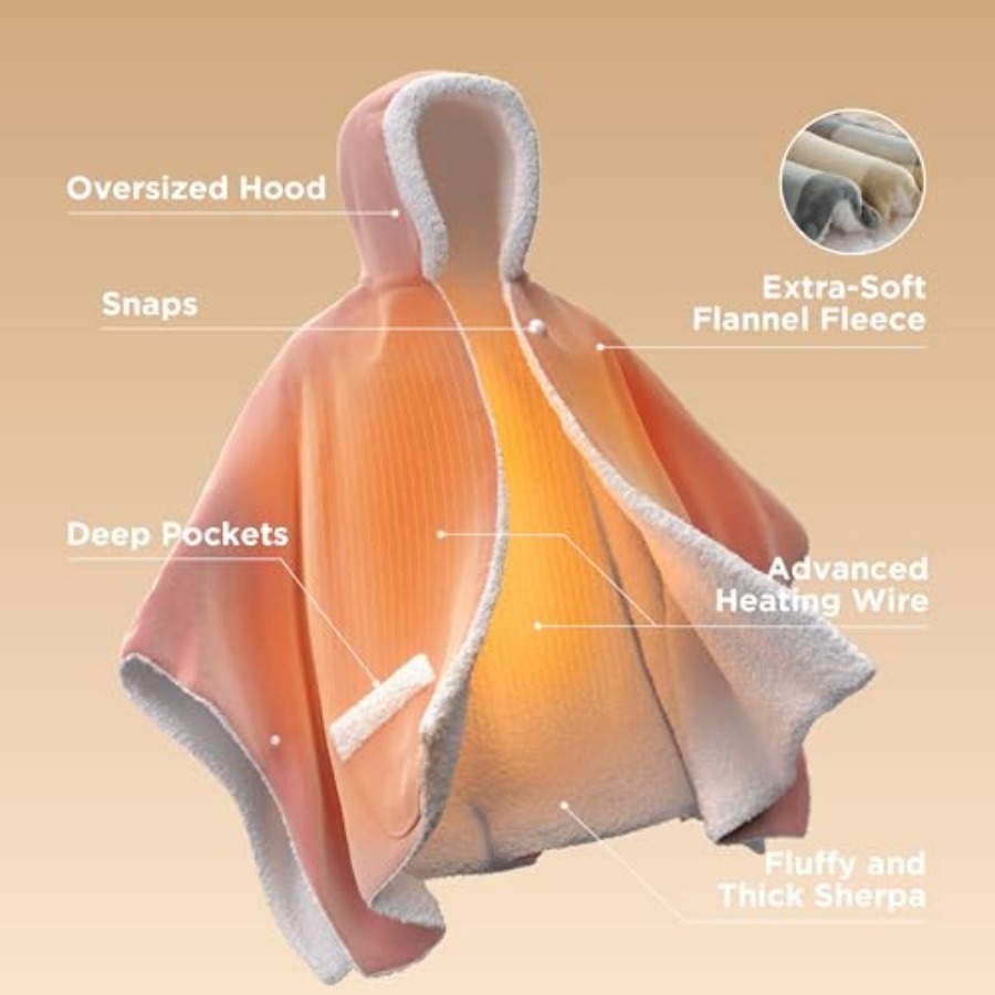 Heated Blanket Wearable Shawl  - đánh giá và giá Shawl Wrap Winter